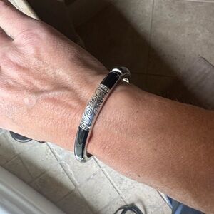 Brighton silver and black  Hinged Bangle Bracelet